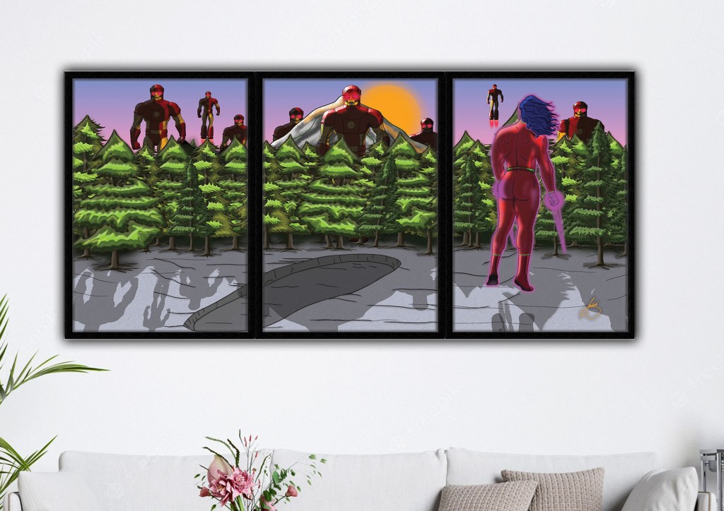 Make a bold statement with this stunning three-panel wall art, featuring a fearless hero facing a massive army of towering AI robots. Split across three high-quality frames, this sci-fi masterpiece creates a dynamic, immersive effect—perfect for gaming rooms, home offices, and geek décor. A must-have for superhero fans, comic book lovers, and sci-fi enthusiasts, this epic battle scene brings action and energy to any space!