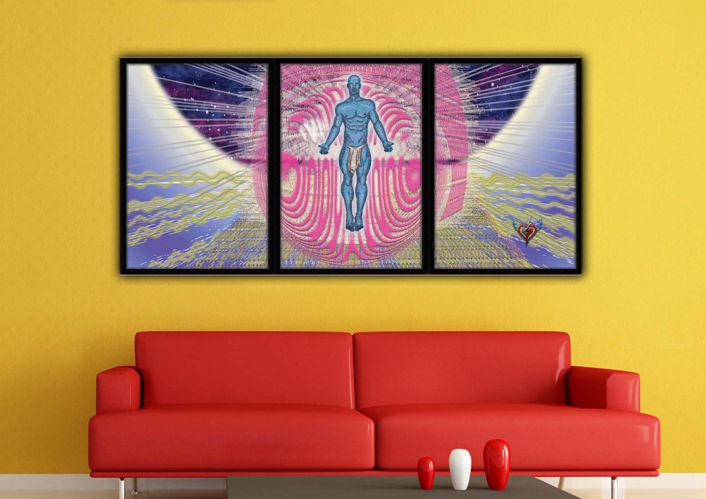 Eiden has fully arrived. Glitch-born and god-bodied, he floats forward in cosmic heat—nude, unashamed, and divine. Every pixel pulses with erotic energy, his form carved from digital stardust. This is Chapter Two: Fully Manifest—framed, bold, and irresistible. Not safe for the faint-hearted. This is for the ones who crave more.