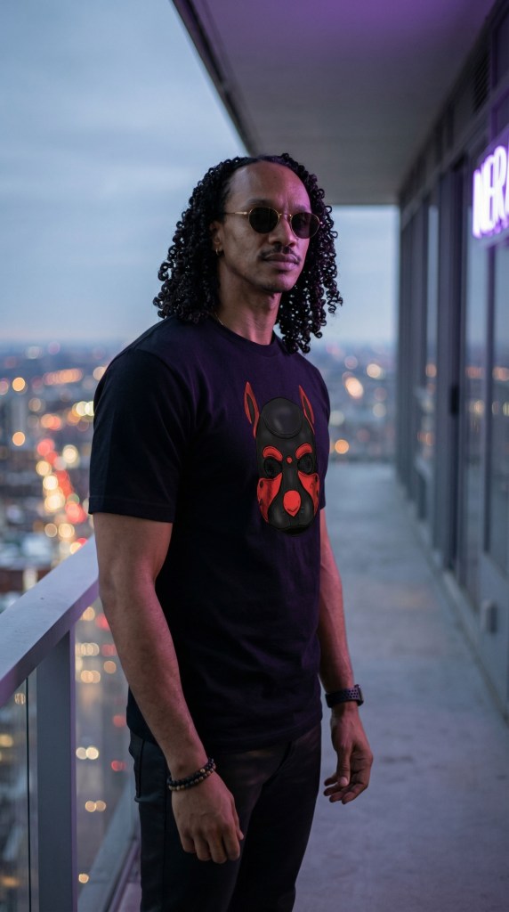 Midnight Hood mask graphic design on black streetwear apparel including t-shirt jumper and hoodie multiple colour variations